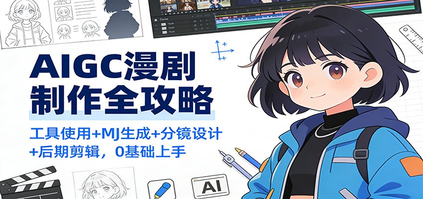AIGC漫剧制作入门宝典 工具精通+MJ创作+分镜技巧+剪辑秘籍-九零创业网