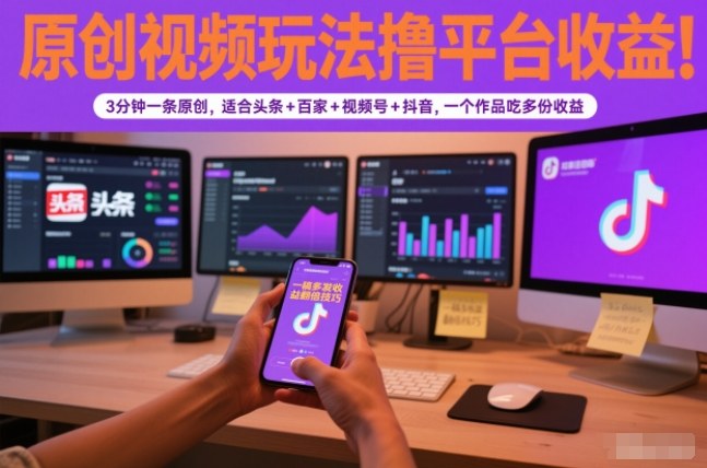 一视频多平台收益 头条百家抖音全通吃 原创轻松赚