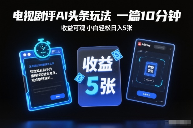 AI赋能剧评新潮流 小白日入5+ 独家头条玩法揭秘-九零创业网