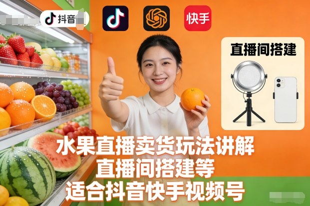 抖音快手水果直播带货攻略 搭建技巧+热门玩法揭秘-九零创业网