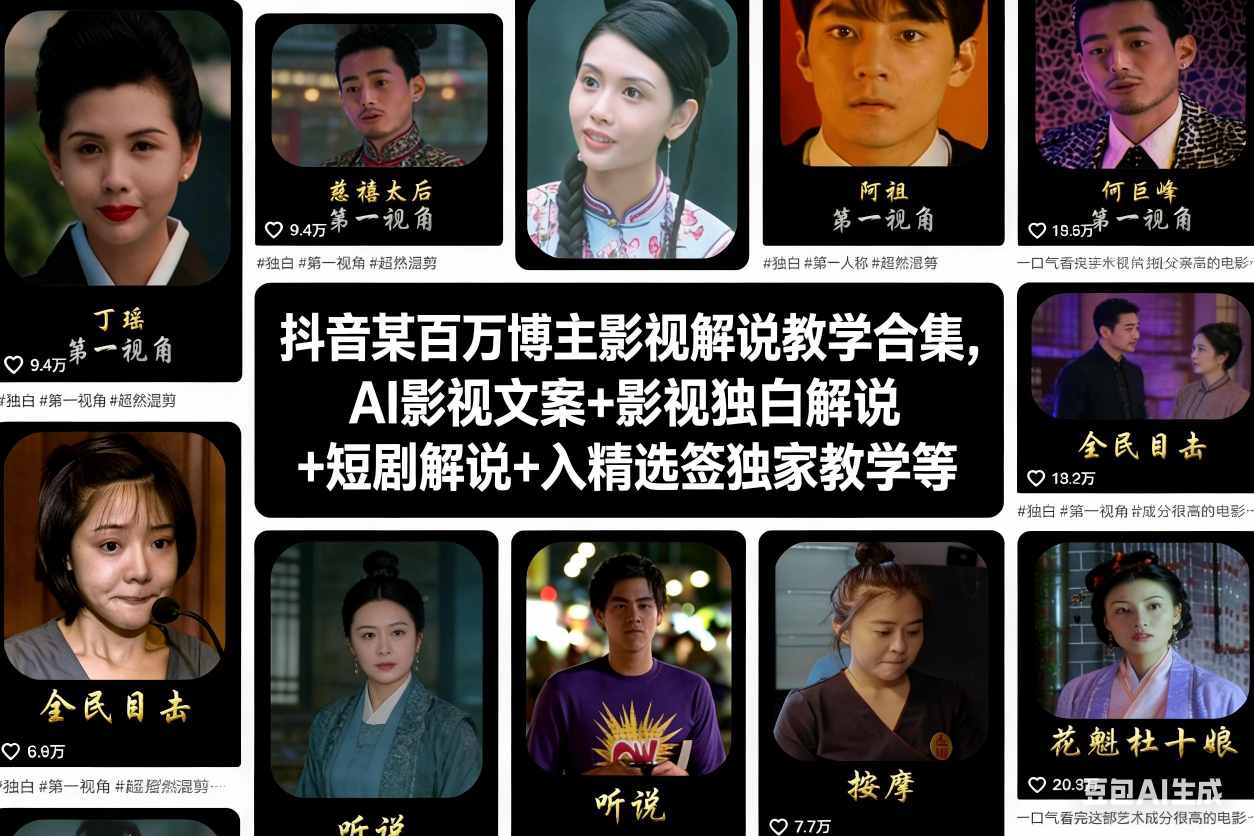 百万博主影视解说秘籍 AI文案+独白+短剧教学全解析-九零创业网