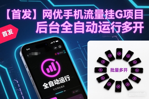 首发揭秘 网优手机流量挂G 后台全自动 批量多开新玩法-九零创业网