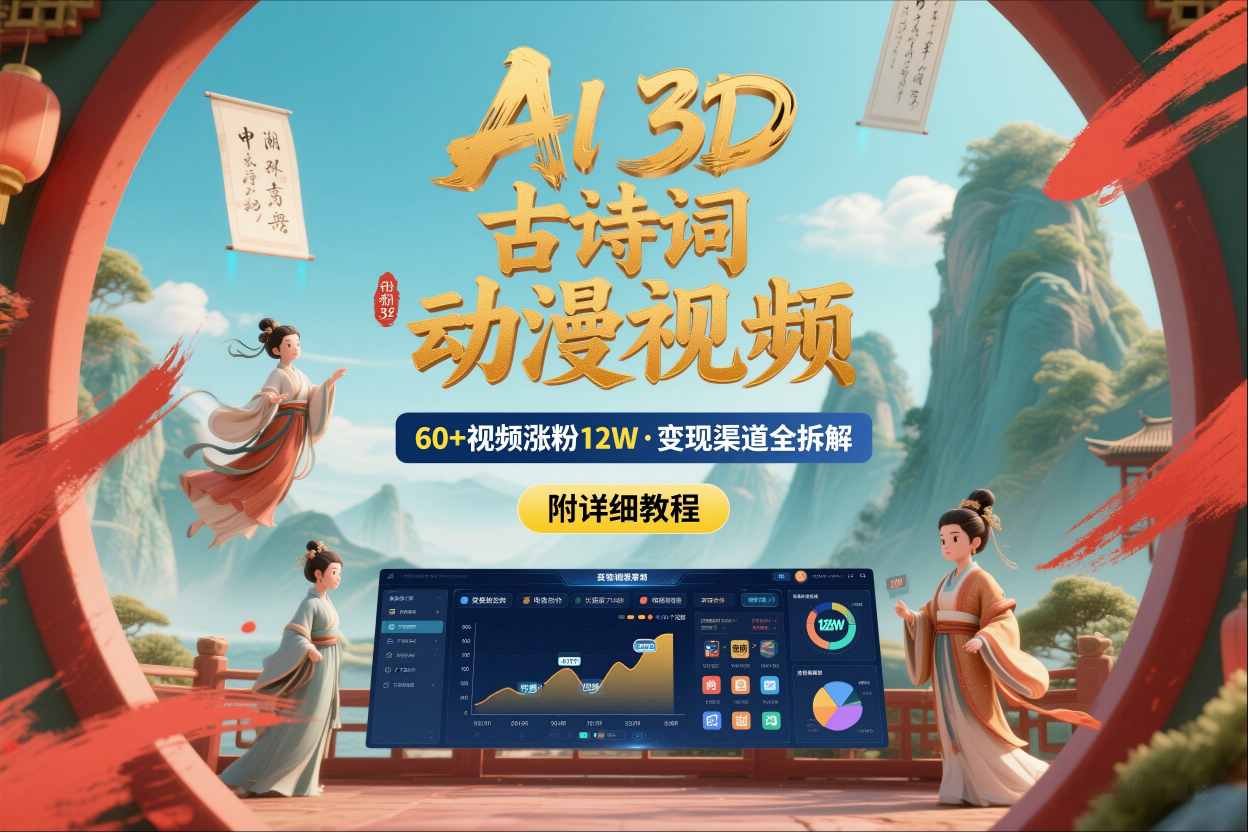 AI赋能古诗词 3D动漫吸粉12万 变现攻略揭秘-九零创业网