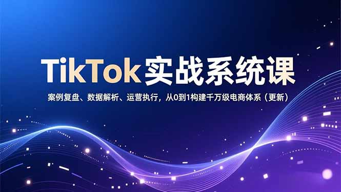 从零起步 TikTok电商实战 构建千万级体系全解析-九零创业网