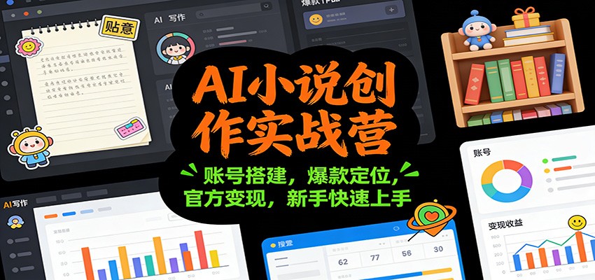 AI小说创作实战营 账号搭建 爆款秘诀 变现攻略 新手速成-九零创业网