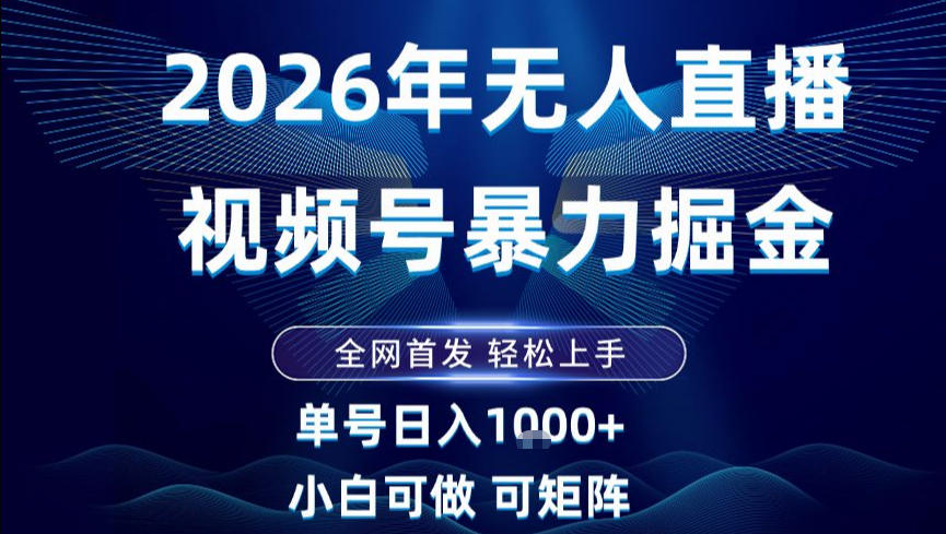 2026视频号无人直播新玩法 小白轻松月入过千 独家揭秘-九零创业网
