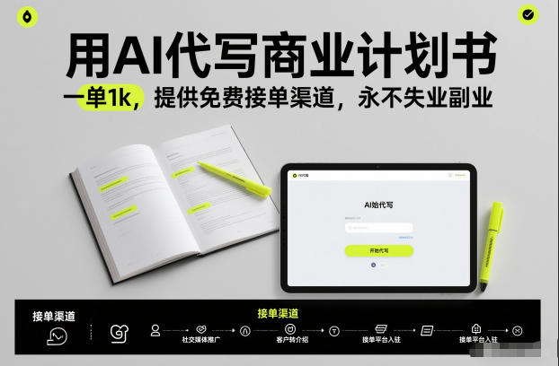 AI代写商业计划 千字一单 免费接单门路 副业无忧新选择-九零创业网