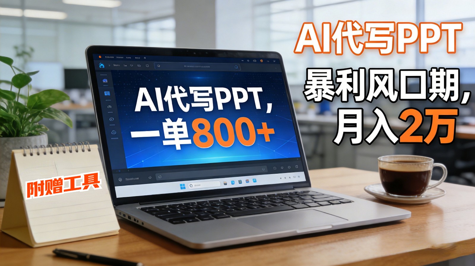 AI代写PPT 月入两万 风口项目 工具+提示词全送-九零创业网