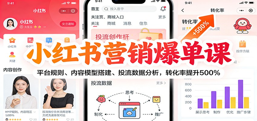 小红书营销爆单课 掌握规则 搭建模型 数据分析 翻倍转化率