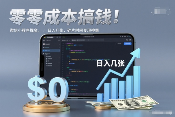 微信小程序零成本赚钱秘籍 日入小目标 碎片时间变金-九零创业网