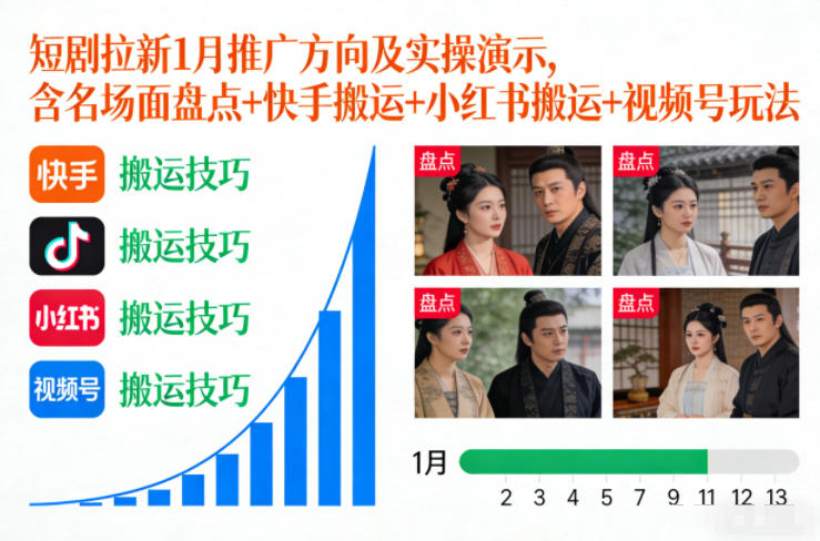 一月短剧拉新攻略 名场面盘点+平台搬运+短视频新玩法-九零创业网