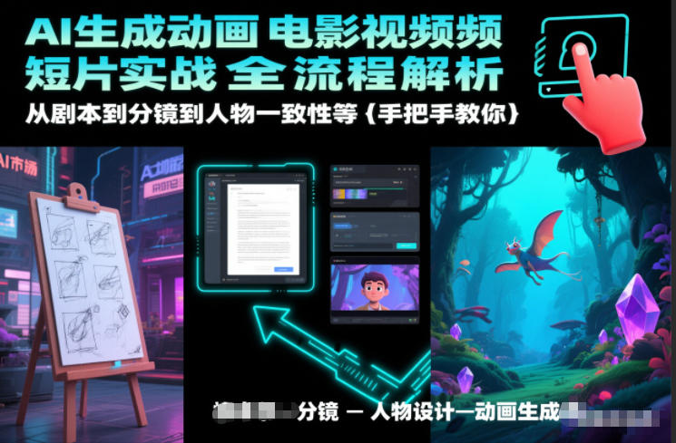 AI动画电影制作实战全解析 剧本到分镜 人物一致性秘诀-九零创业网