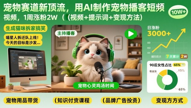 AI赋能宠物播客 一周爆粉2万 宠物新顶流揭秘-九零创业网