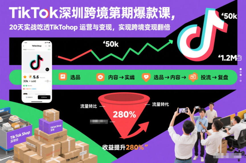20天TikTok Shop实战课 翻倍跨境变现秘诀解锁-九零创业网