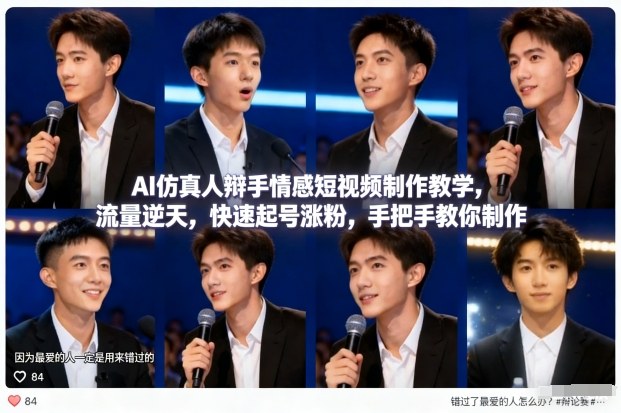 AI仿真人辩手情感短视频制作攻略 轻松起号涨粉-九零创业网