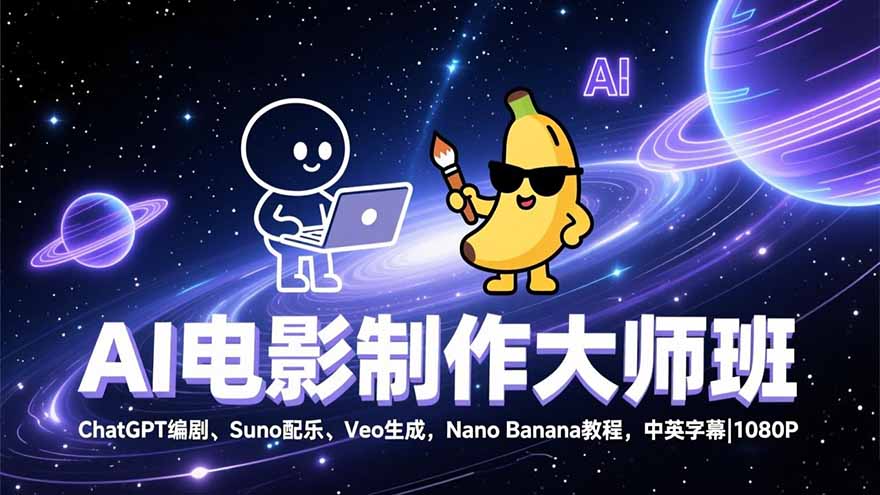AI电影大师班 ChatGPT编剧 Suno配乐 Veo制作 Nano Banana教程全解析-九零创业网
