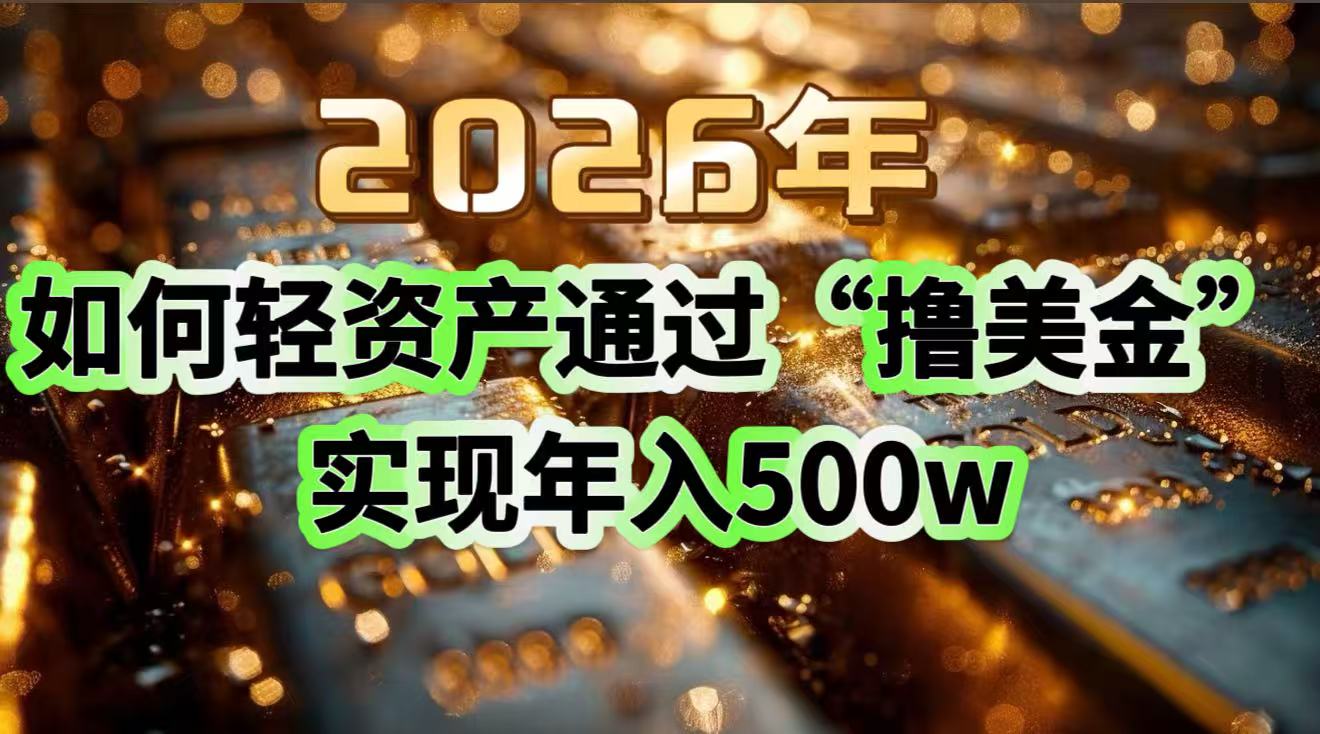 2026年 撸美金 轻资产攻略 年入500万不是梦-九零创业网