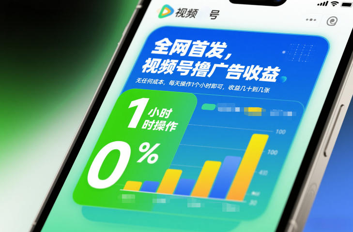 全网首发 视频号轻松赚广告金 零成本 每日1小时 日入百元