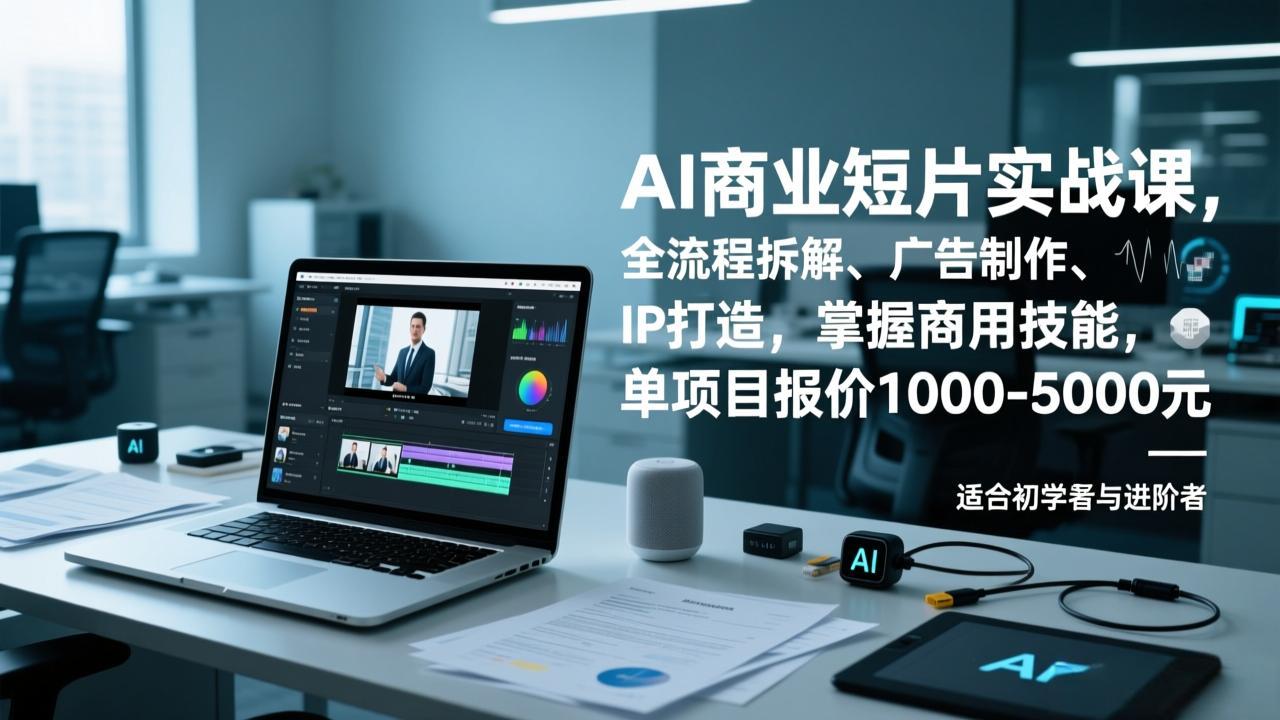 AI商业短片实战课 全链路解析 广告制作 IP塑造 商用技能精通-九零创业网