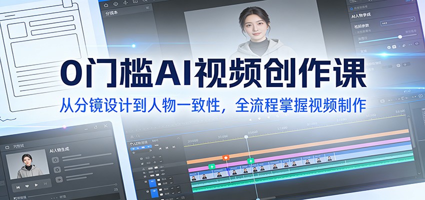 零基础AI视频创作课 分镜设计 人物一致 全流程解锁-九零创业网