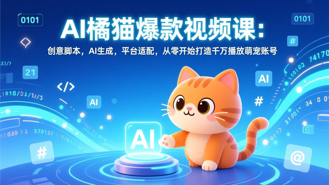AI橘猫爆款课 从零打造千万播放萌宠账号-九零创业网