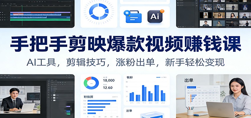 剪映爆款秘籍 AI助力 新手速成 轻松赚钱-九零创业网