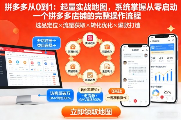 拼多多开店全攻略 从零起量实战指南-九零创业网