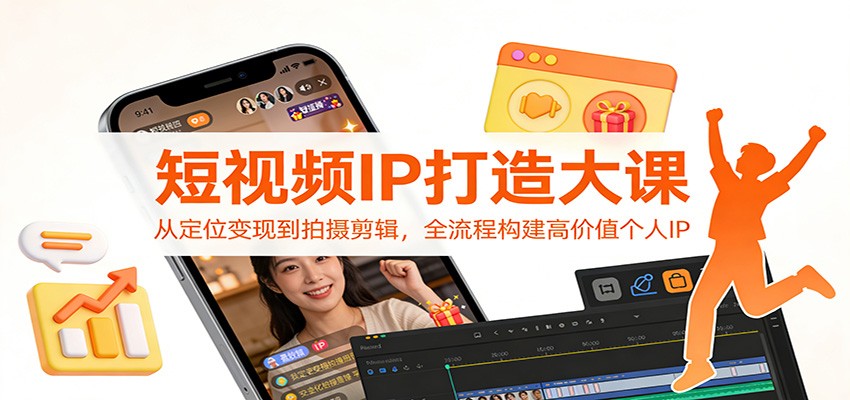 短视频IP打造全攻略 定位变现 拍摄剪辑 构建高价值个人IP-九零创业网