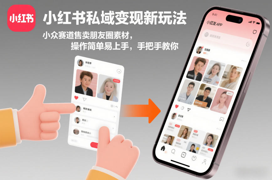 轻松变现 小红书私域新法 手把手教你卖朋友圈素材-九零创业网