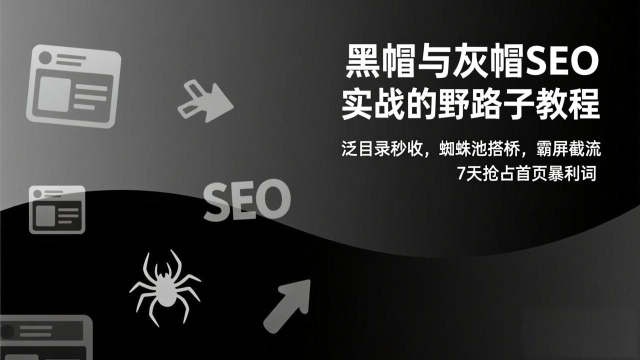 黑帽灰帽SEO秘技 7日霸屏首页 泛目录速收 截流关键词-九零创业网