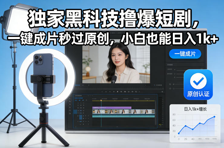 黑科技短剧神器 小白轻松日赚千元-九零创业网