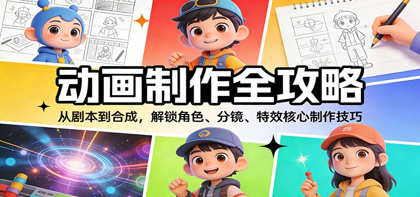 动画制作全攻略 剧本到合成 解锁角色 分镜 特效核心技巧-九零创业网