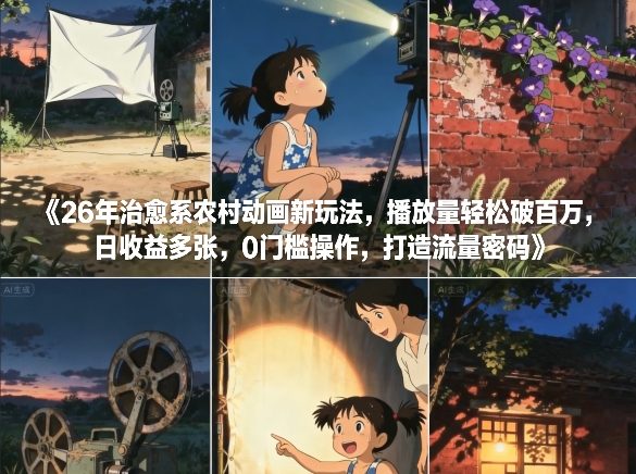 治愈农村动画新潮流 百万播放 日入过万 轻松上手 流量密码再升级-九零创业网