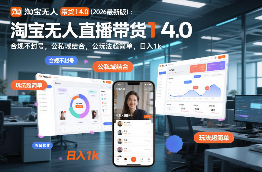 淘宝无人直播带货新攻略 合规稳赚 公私域联动 日入千元的秘密-九零创业网
