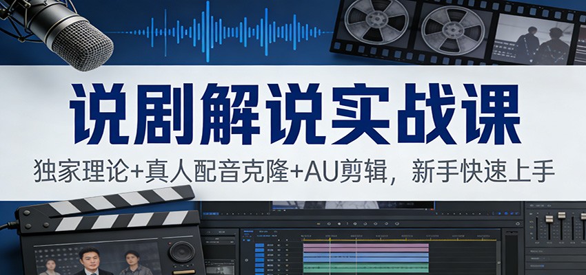 剧解实战速成 独家理论配音克隆 AU剪辑新手精通-九零创业网