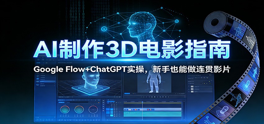 AI助新手轻松制作连贯3D电影 Google Flow+ChatGPT实战攻略-九零创业网