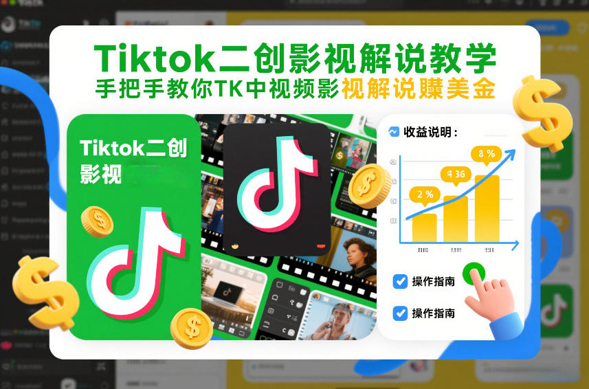TikTok影视解说教程 轻松月入TK美元 2026年1月更新版-九零创业网
