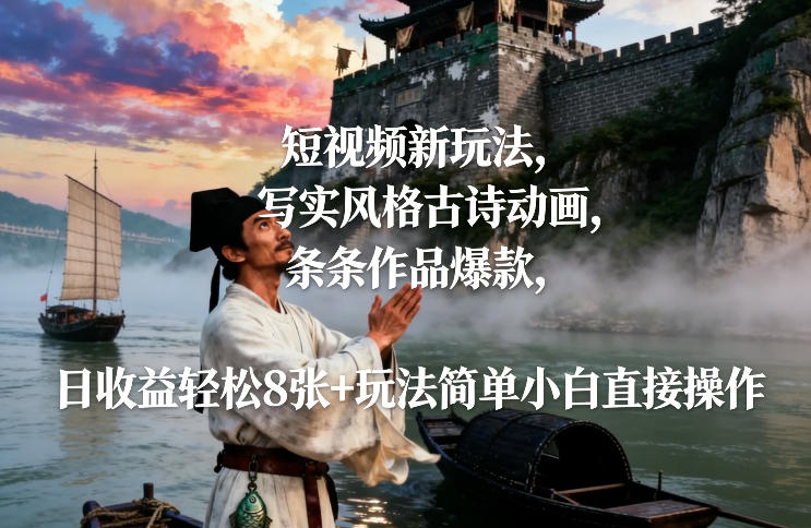 古韵新潮短视频 诗意动画爆款赚翻-九零创业网