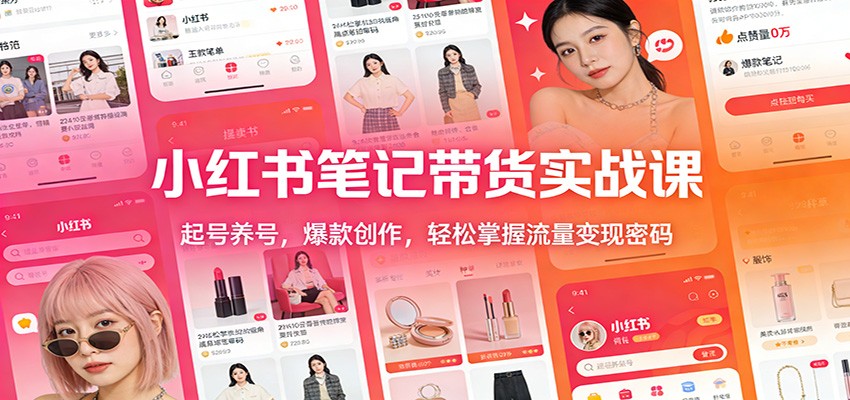 小红书笔记带货秘籍 轻松起号 爆款打造 流量变现攻略-九零创业网