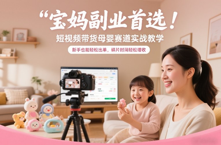 短视频带货母婴赛道 宝妈副业轻松学 快速增收-九零创业网