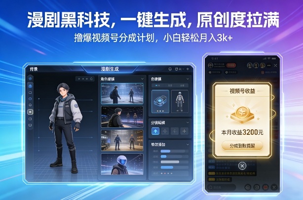 黑科技一键生成 小白轻松月入3K+ 视频号分成攻略揭秘-九零创业网
