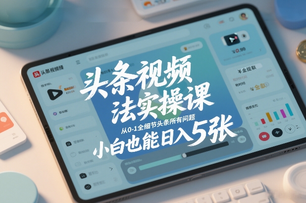 头条视频实操课 小白日入5单 从0到1全攻略-九零创业网