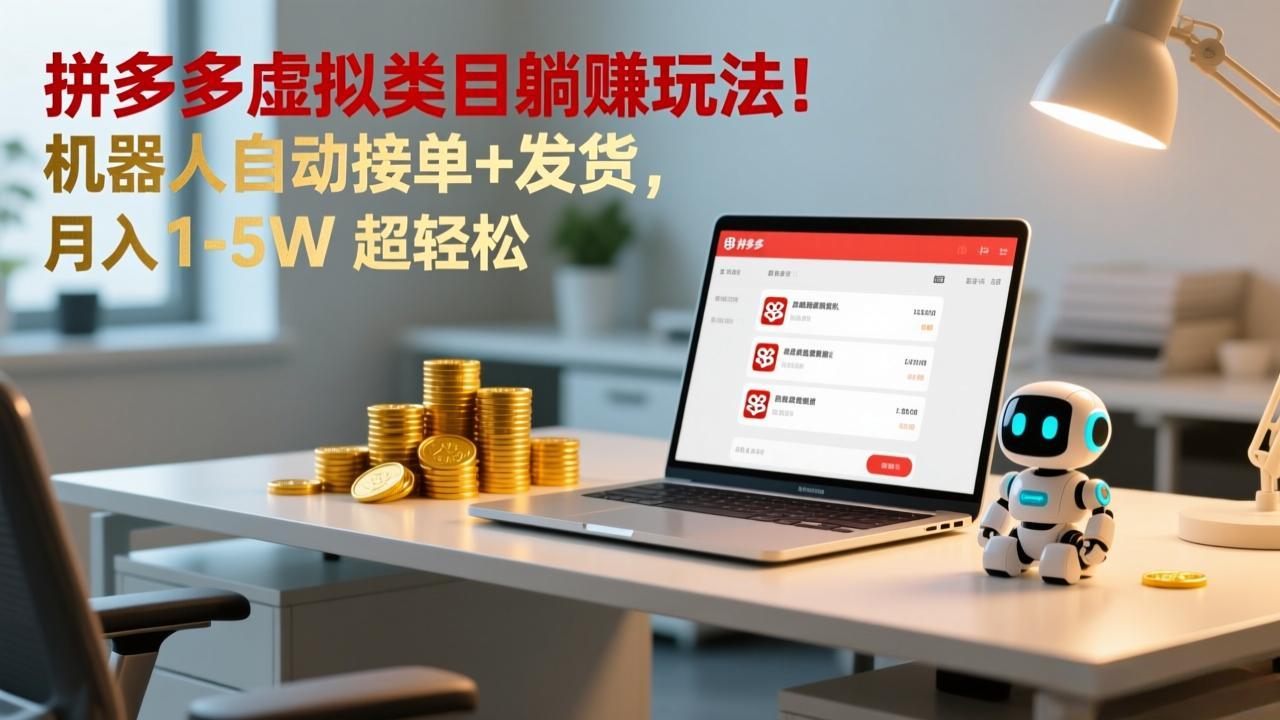 躺赚神器 多多虚拟类目 机器人自动操作 月入轻松过万-九零创业网