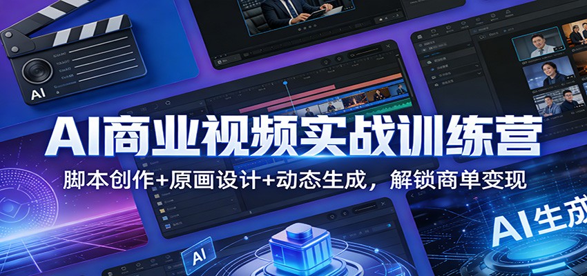 AI商业视频实战营 脚本设计+原画打造 解锁商单变现新技能-九零创业网