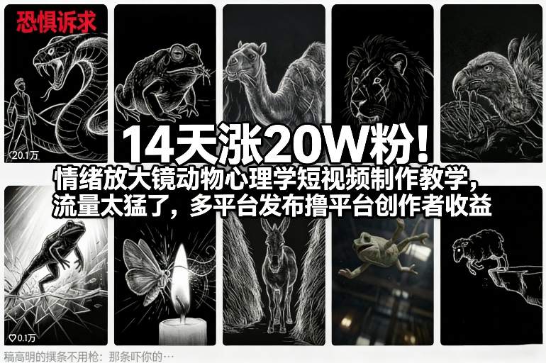 14天爆增20万粉 动物心理短视频制作攻略 多平台收益翻倍-九零创业网