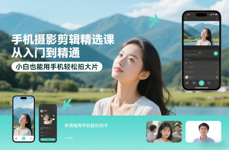 手机摄影剪辑 小白变大片的秘籍课-九零创业网