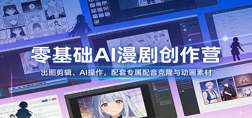 零基础AI漫剧创作营 出图剪配音 动画素材一键克隆-九零创业网