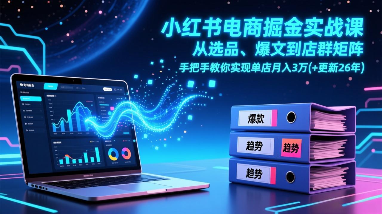 小红书电商实战课 选品攻略 爆文秘籍 打造月入3万+店群矩阵-九零创业网