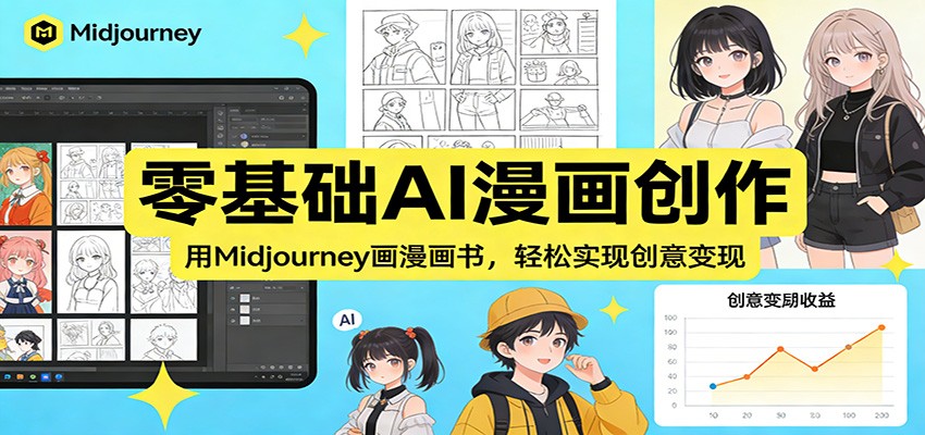 Midjourney AI 零基础漫画创作 轻松变现新潮流-九零创业网