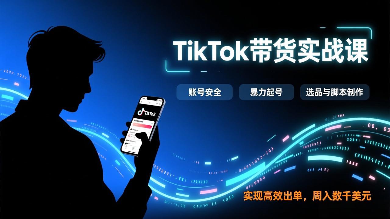TikTok带货秘籍 账号安全+暴力起号 选品脚本制胜 周入千美元-九零创业网